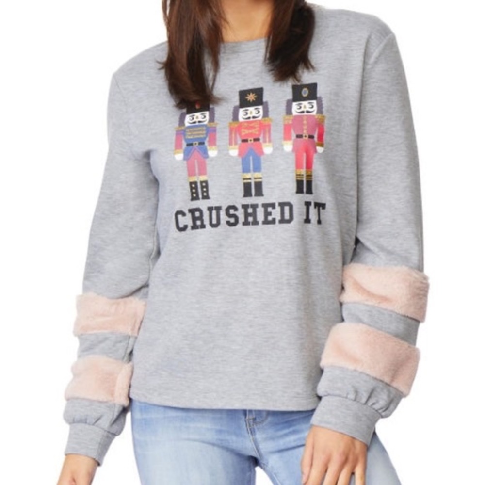 Wallflower Nutcracker Crushed It Sweatshirt w/ Faux Fur